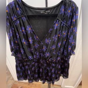 Ava Avid, 2X, Floral Print, Good Condition